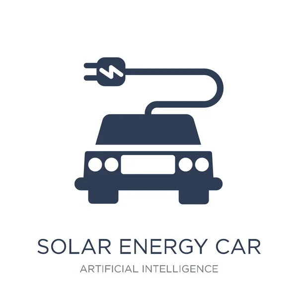 Solarenergie Auto Ikone Trendige Flache Vektor Solarenergie Auto Symbol Auf — Stockvektor