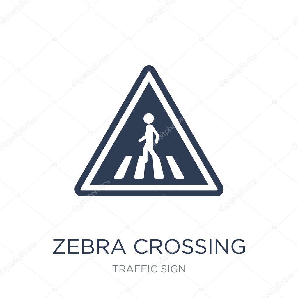 Zebra crossing sign icon. Trendy flat vector Zebra crossing sign icon on white background from traffic sign collection, vector illustration can be use for web and mobile, eps10