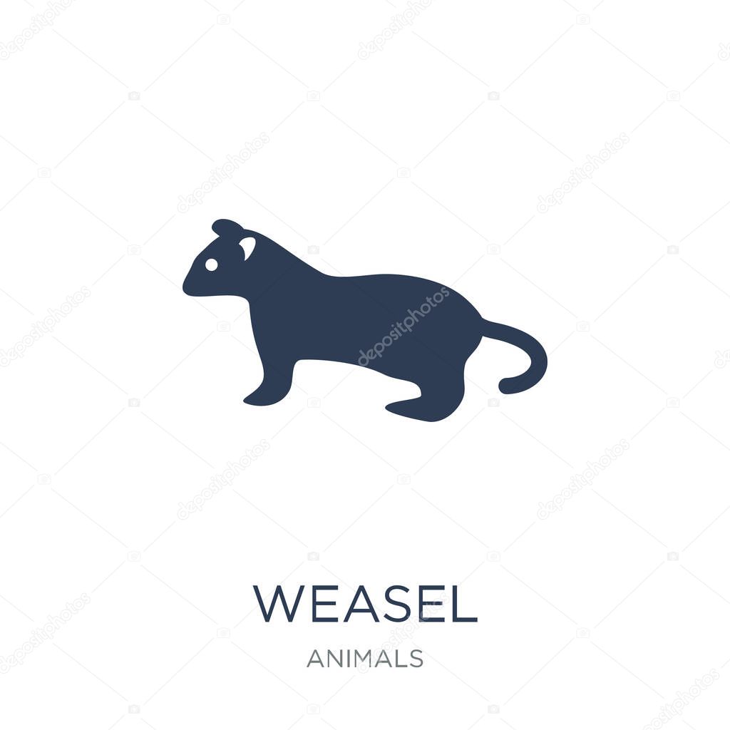 weasel icon. Trendy flat vector weasel icon on white background from animals collection, vector illustration can be use for web and mobile, eps10