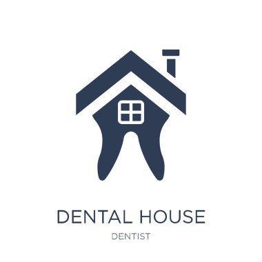 Diş ev simgesi. Trendy düz vektör diş ev simge vektör çizim dişçi koleksiyonundan beyaz arka plan üzerinde kullanım için web ve mobil, eps10 olabilir