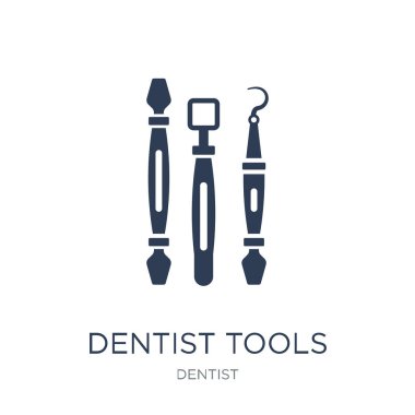 Diş hekimi araçlar simgesi. Trendy düz vektör diş hekimi diş hekimi koleksiyonundan beyaz arka plan üstünde kutsal kişilerin resmi araçları, vektör çizim kullanmak web ve mobil, eps10 olabilir