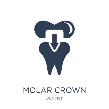 Molar taç simgesi. Trendy düz vektör Molar taç simge vektör çizim dişçi koleksiyonundan beyaz arka plan üzerinde kullanım için web ve mobil, eps10 olabilir