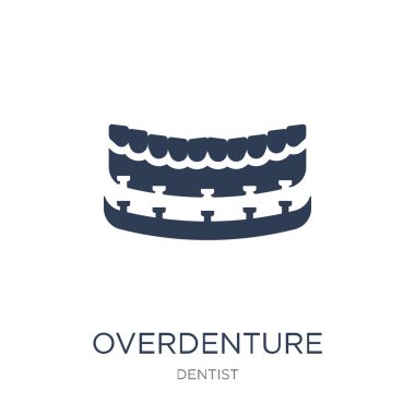 Overdenture simgesi. Trendy düz vektör Overdenture simge vektör çizim dişçi koleksiyonundan beyaz arka plan üzerinde kullanım için web ve mobil, eps10 olabilir