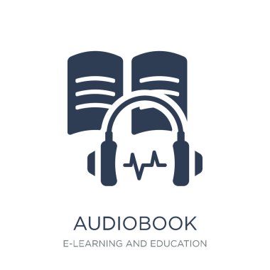 Sesli kitap simgesi. Trendy düz vektör E-öğrenme ve eğitim Collection, vektör çizim beyaz arka plan üstünde kutsal kişilerin resmi-ebilmek var olmak kullanma web ve mobil, eps10 için Audiobook