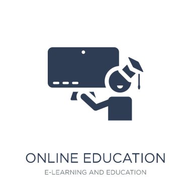 Online eğitim simgesi. Trendy düz vektör Online eğitim simge E-öğrenme ve eğitim Collection, vektör çizim beyaz arka plan üzerinde kullanım için web ve mobil, eps10 olabilir