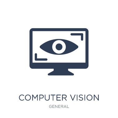 bilgisayar vizyon kutsal kişilerin resmi. Trendy düz vektör bilgisayar vizyon simgesi genel koleksiyon, vektör çizim beyaz arka plan üzerinde web ve mobil, eps10 kullanmak olabilir