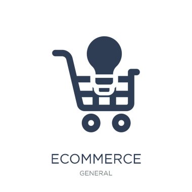 e-ticaret çözümleri simgesi. Trendy düz vektör e-ticaret çözümleri simgesi genel koleksiyon, vektör çizim beyaz arka plan üzerinde-ebilmek var olmak kullanma web ve mobil, eps10 için