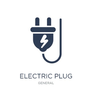 Elektrik fişi simgesi. Trendy düz vektör elektrik fişi genel koleksiyonundan beyaz arka plan üstünde kutsal kişilerin resmi, vektör çizim kullanmak web ve mobil, eps10 olabilir