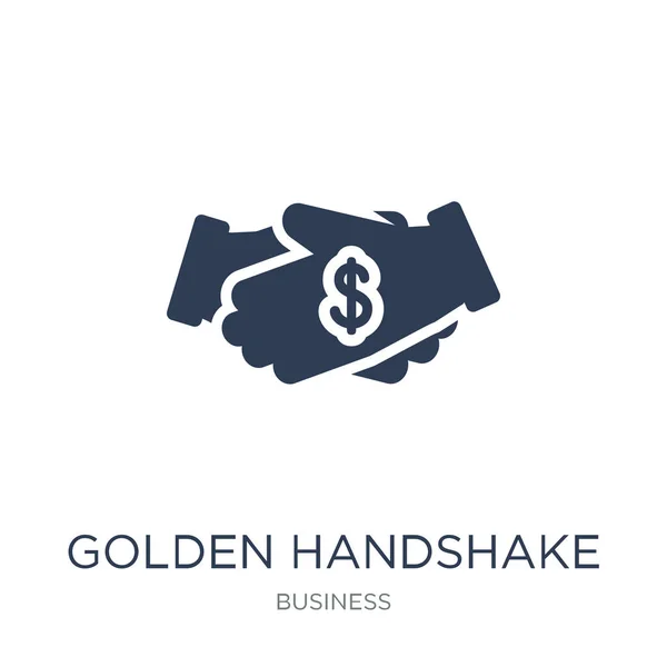 Goldener Handschlag Trendige Flache Vektor Goldenen Handshake Symbol Auf Weißem — Stockvektor