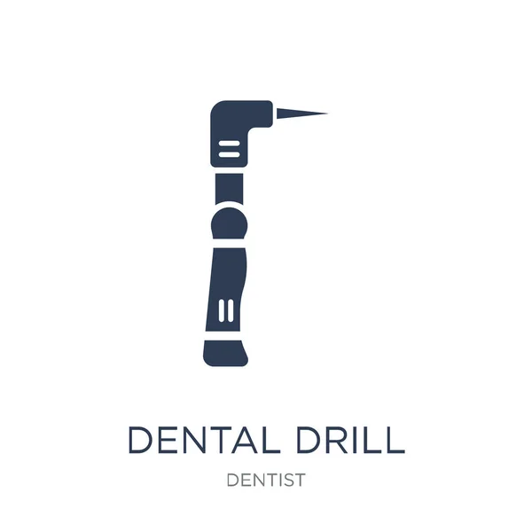 Icono Taladro Dental Trendy Flat Vector Dental Drill Icon White — Vector de stock