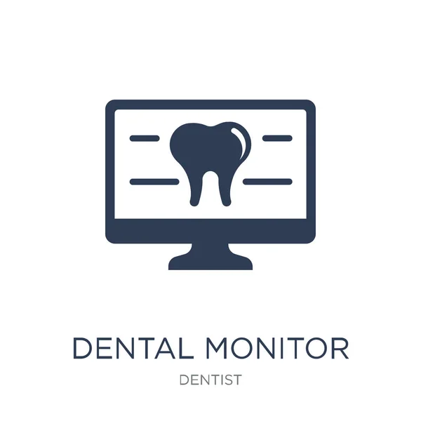Tandheelkundige Pictogram Van Monitor Trendy Platte Vector Tandheelkundige Beeldschermpictogram Witte — Stockvector
