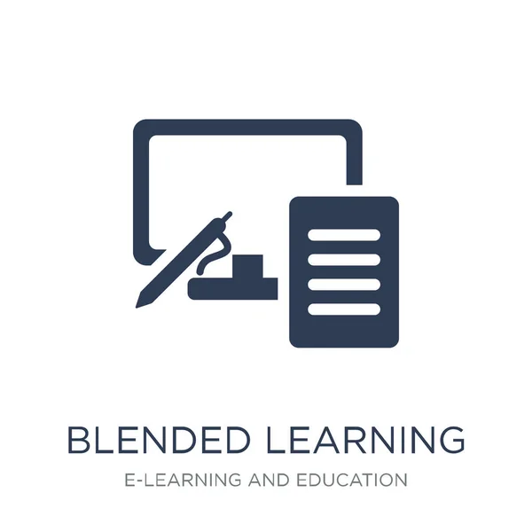 Blended Learning Icon Trendy Flat Vector Blended Learning Icon White — Stock Vector