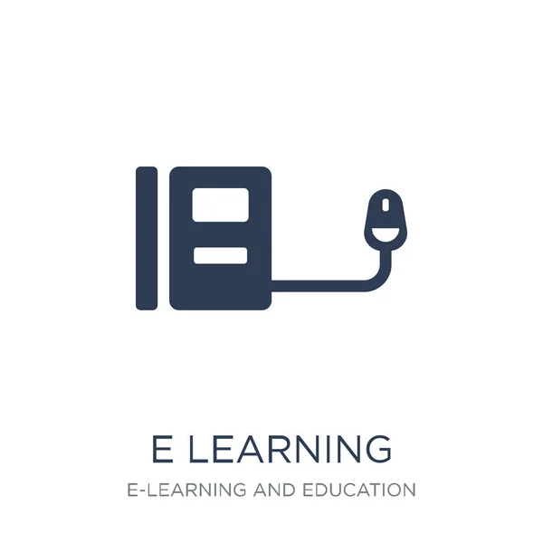 E learning icon. Trendy flat vector E learning icon on white background from E-learning and education collection, vector illustration can be use for web and mobile, eps10