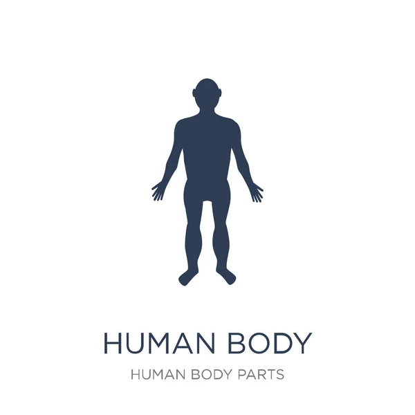 Mänskliga Kroppen Stående Svart Ikon Trendiga Platt Vektor Människokroppen Stående — Stock vektor