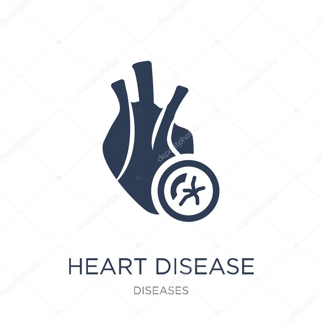 Heart disease icon. Trendy flat vector Heart disease icon on white background from Diseases collection, vector illustration can be use for web and mobile, eps10