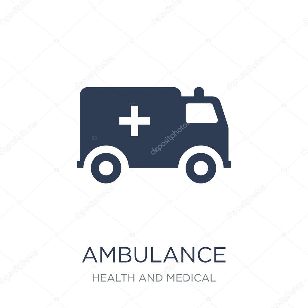 Ambulance icon. Trendy flat vector Ambulance icon on white background from Health and Medical collection, vector illustration can be use for web and mobile, eps10