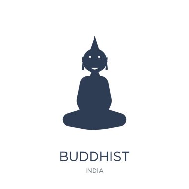 Budist kutsal kişilerin resmi. Trendy düz vektör Budist simge vektör çizim Hindistan koleksiyonundan beyaz arka plan üzerinde kullanım için web ve mobil, eps10 olabilir