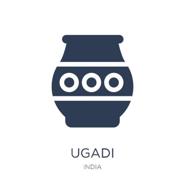 Ugadi simgesi. Trendy düz vektör ugadi simge vektör çizim Hindistan koleksiyonundan beyaz arka plan üzerinde kullanım için web ve mobil, eps10 olabilir