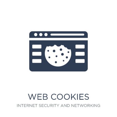 Web tanımlama bilgileri simgesi. Trendy düz vektör web tanımlama bilgileri simgesi Internet güvenlik ve ağ koleksiyonu, vektör çizim beyaz arka plan üzerinde web ve mobil, eps10 kullanmak olabilir