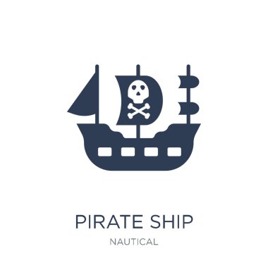 korsan gemi simgesi. Trendy düz vektör korsan gemi simge deniz Collection, vektör çizim beyaz arka plan üzerinde kullanım için web ve mobil, eps10 olabilir