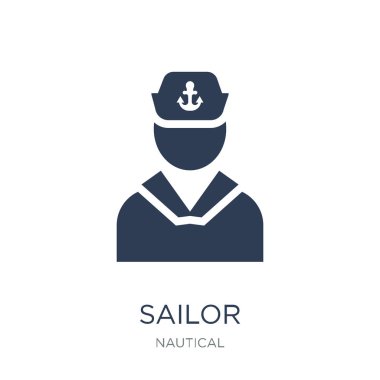 Denizci simgesi. Trendy düz vektör denizci simge deniz Collection, vektör çizim beyaz arka plan üzerinde kullanım için web ve mobil, eps10 olabilir