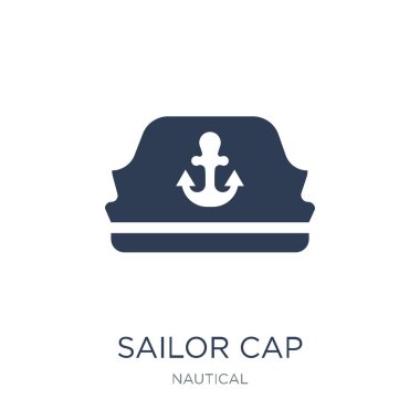 Denizci şapkası Icon. Trendy düz vektör denizci kap simge deniz Collection, vektör çizim beyaz arka plan üzerinde olabilir kullanın web ve mobil, eps10 için