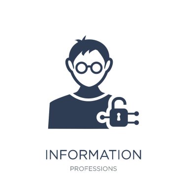 Bilgi güvenlik analisti simgesi. Trendy düz vektör bilgi güvenlik analisti simge vektör çizim meslekler koleksiyonundan beyaz arka plan üzerinde kullanım için web ve mobil, eps10 olabilir