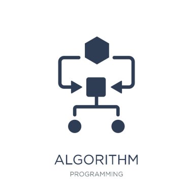 Algoritma simgesi. Trendy düz vektör algoritması simge vektör çizim programlama koleksiyonundan beyaz arka plan üzerinde kullanım için web ve mobil, eps10 olabilir