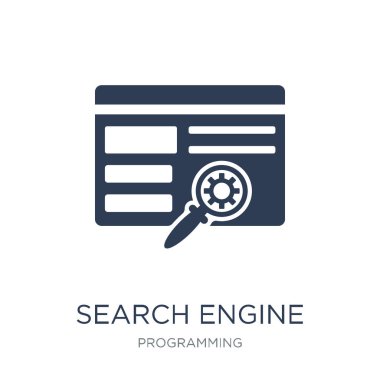Arama motoru simgesini. Trendy düz vektör arama motoru simgesini programlama Collection, vektör çizim beyaz arka plan üzerinde-ebilmek var olmak kullanma web ve mobil, eps10 için
