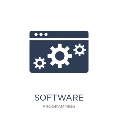 Yazılımı simgesini. Trendy düz vektör yazılımı simgesini programlama Collection, vektör çizim beyaz arka plan üzerinde web ve mobil, eps10 kullanmak olabilir