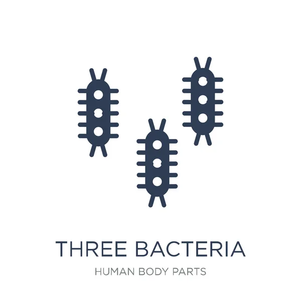 Tres Bacterias Icono Vector Plano Moda Tres Bacterias Icono Sobre — Vector de stock