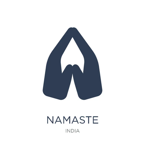 Namaste Pictogram Trendy Platte Vector Namaste Pictogram Witte Achtergrond Uit — Stockvector