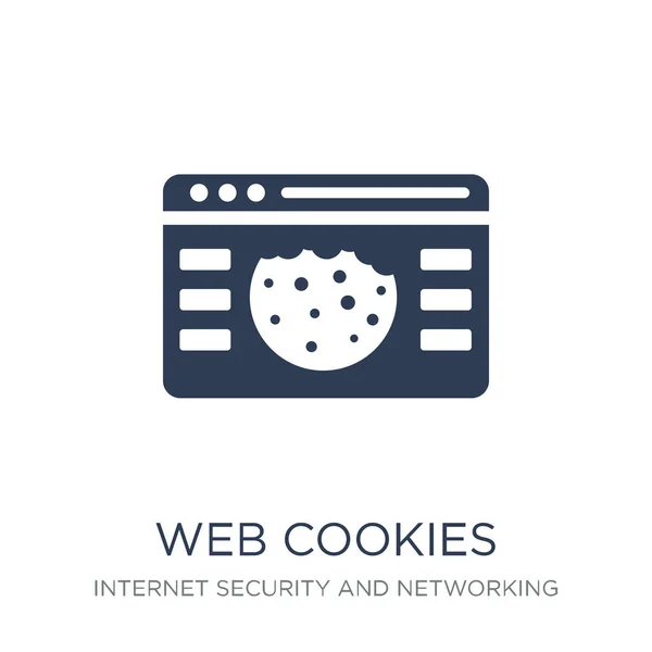 Εικονίδιο Web Cookies Μοντέρνα Επίπεδη Διάνυσμα Εικονίδιο Web Cookies Άσπρο — Διανυσματικό Αρχείο