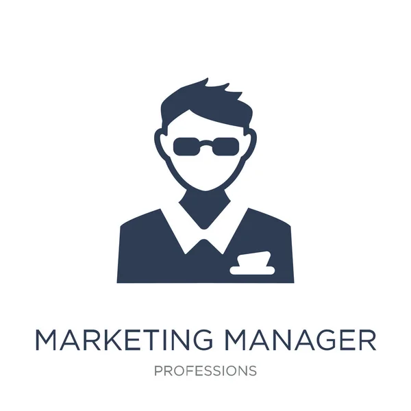 Icône Marketing Manager Tendance Vectoriel Plat Marketing Manager Icône Sur — Image vectorielle