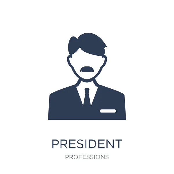 Ícone Presidente Trendy Flat Vector President Icon White Background Professions — Vetor de Stock