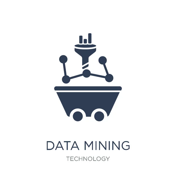 Data Mining Pictogram Trendy Platte Vector Data Mining Pictogram Witte — Stockvector