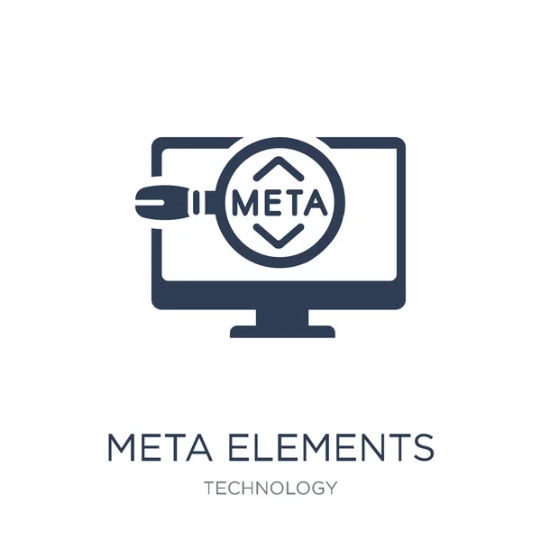 Піктограма Елементів Мета Модні Плоскі Векторні Значки Meta Elements Білому — стоковий вектор