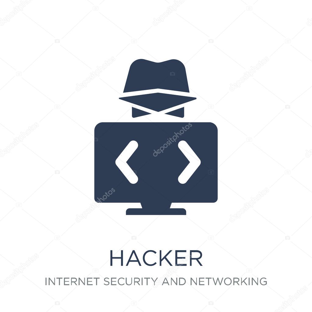 Hacker icon. Trendy flat vector Hacker icon on white background from Internet Security and Networking collection, vector illustration can be use for web and mobile, eps10