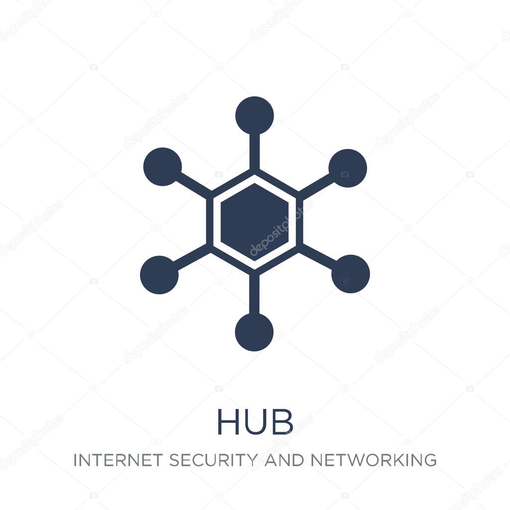 Hub icon. Trendy flat vector Hub icon on white background from Internet Security and Networking collection, vector illustration can be use for web and mobile, eps10