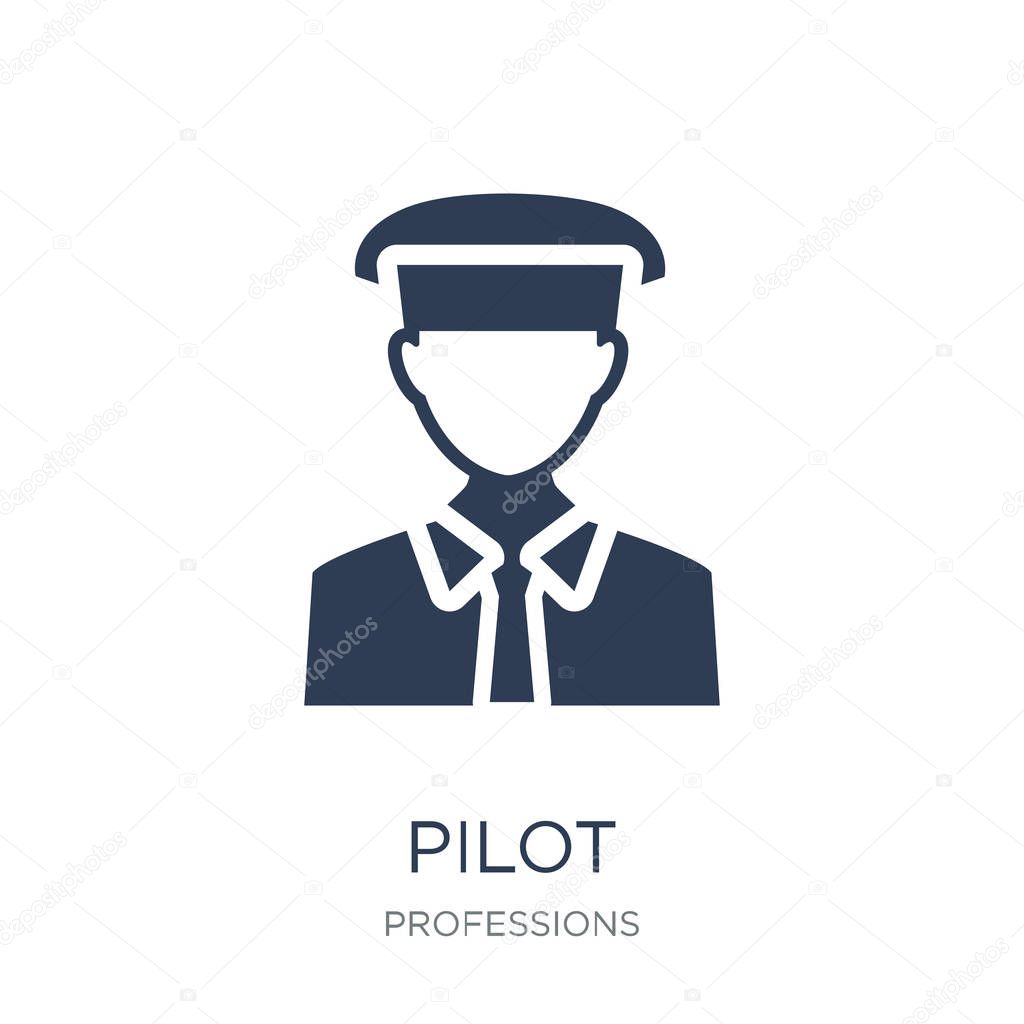Pilot icon. Trendy flat vector Pilot icon on white background from Professions collection, vector illustration can be use for web and mobile, eps10