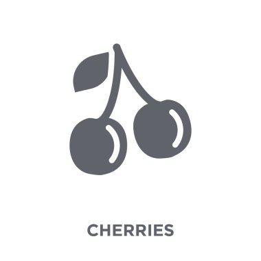 Kiraz simgesi. Kiraz meyve ve Sebze toplama kavram tasarlayın. Basit öğe vektör çizim beyaz arka plan üzerinde.