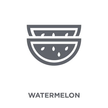 Karpuz simgesi. Karpuz tasarım konsepti meyve ve sebze koleksiyonundan. Basit öğe vektör çizim beyaz arka plan üzerinde.