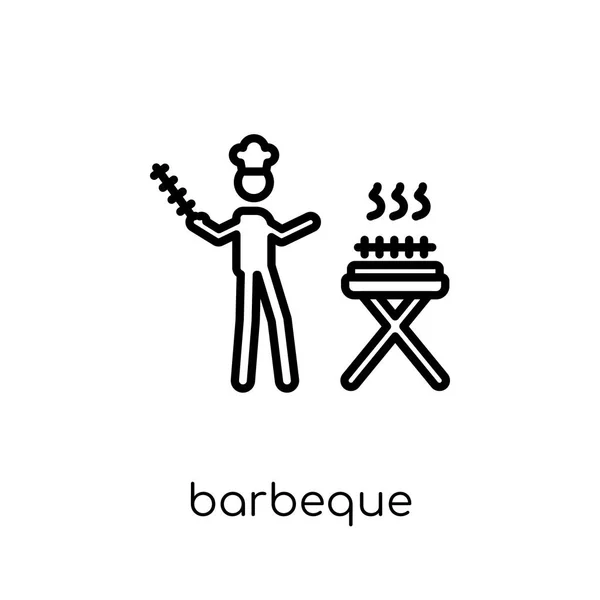 Icône Barbecue Vecteur Linéaire Plat Moderne Tendance Icône Barbecue Sur — Image vectorielle