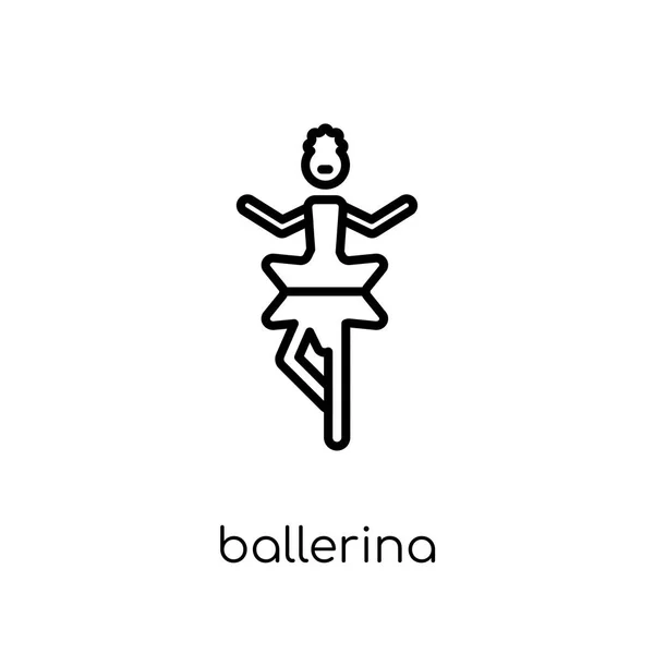 バレリーナのアイコン トレンディなモダンなフラット線形ベクトル細い線活動から白い背景の上のバレリーナ アイコンと趣味コレクション 編集可能なアウトラインのストロークのベクトル図 — ストックベクタ