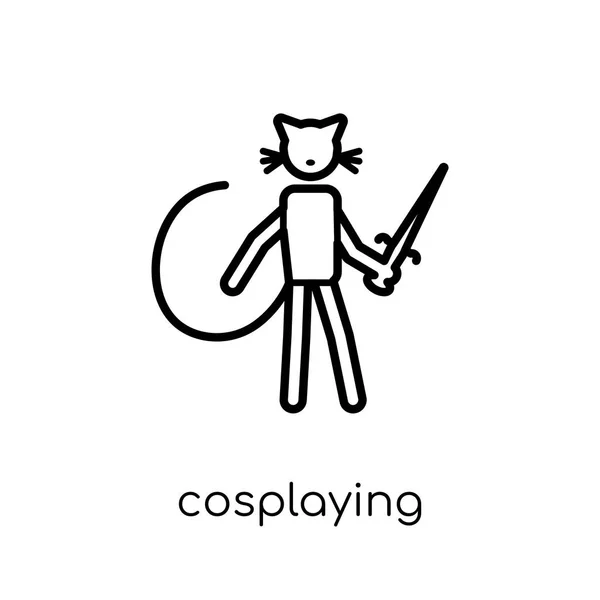 Cosplaying Icon Trendy Modern Flat Linear Vector Cosplaying Icon White — Stock Vector