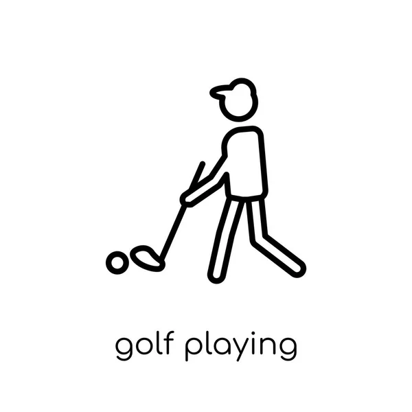 Golf Playing Icon Trendy Modern Flat Linear Vector Golf Playing — Stock Vector