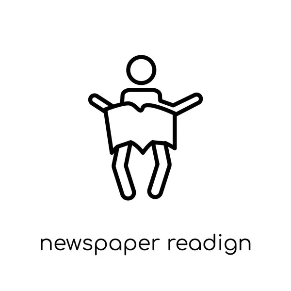 Newspaper Readign Icon Trendy Modern Flat Linear Vector Newspaper Readign — Stock Vector