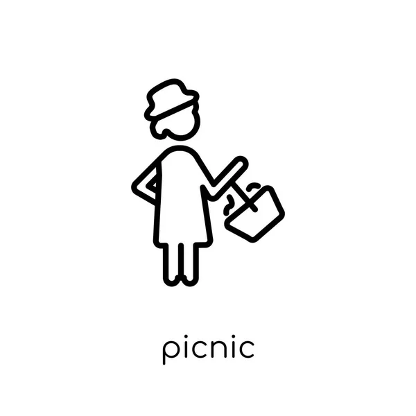Picknick Pictogram Trendy Modern Plat Lineaire Vector Picknick Pictogram Witte — Stockvector