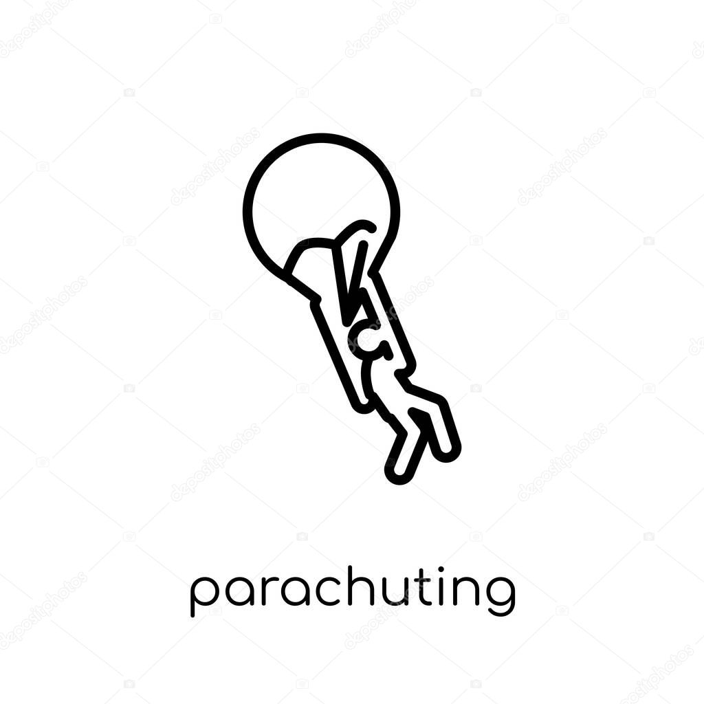 Parachuting icon. Trendy modern flat linear vector Parachuting icon on white background from thin line Activity and Hobbies collection, editable outline stroke vector illustration