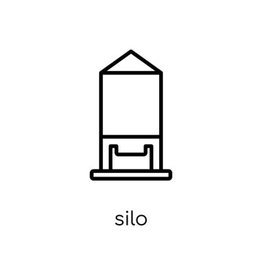 Silo simgesi. Modaya uygun modern düz doğrusal silo simgesi beyaz arka planda ince çizgi tarım, tarım ve Bahçe koleksiyonu, Anahat vektör çizim vektör